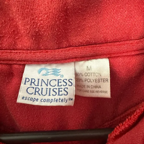 Vintage Princess Cruises Caribbean 1/4 Zip Sweatshirt in Red Size Medium - Image 2