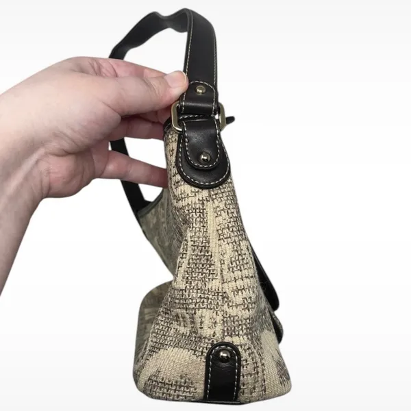 Etienne Aigner All Over Logo Print Shoulder Bag Purse Tan, Brown & Gold Hardware - Image 4