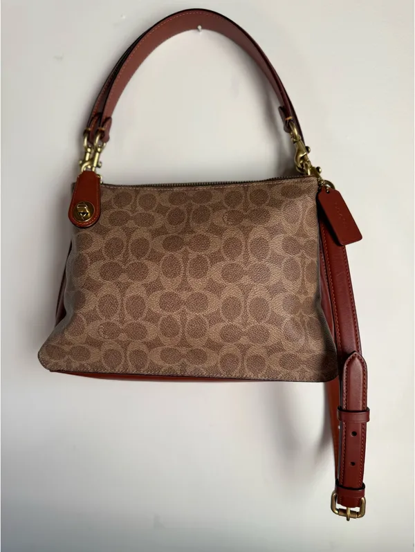 Coach Double Zip Shoulder Signature  Canvas Handbag  - Image 4