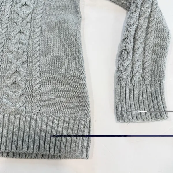 LL Bean GRAY Double L Mixed Cable Cotton Crew Neck Pullover Sweater SMALL PETITE Size undefined - Image 6