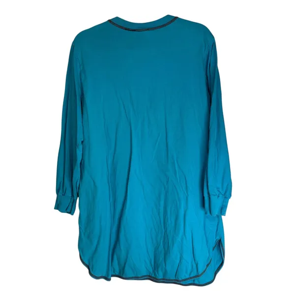 Vintage‎ 1997 Looney Tunes Taz Nightshirt Teal Cotton Long Sleeve Medium - Image 10