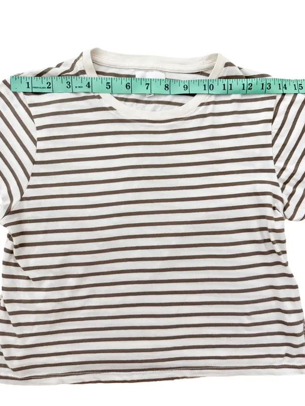 MATE the Label Cropped Striped Crewneck Tee Olive S - Image 5