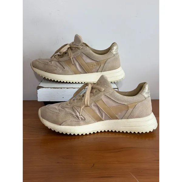 Gola‎ Chicago Glimmer Gold Sun Metallic Suede Sneakers CLB428 Womens 6 - Image 2
