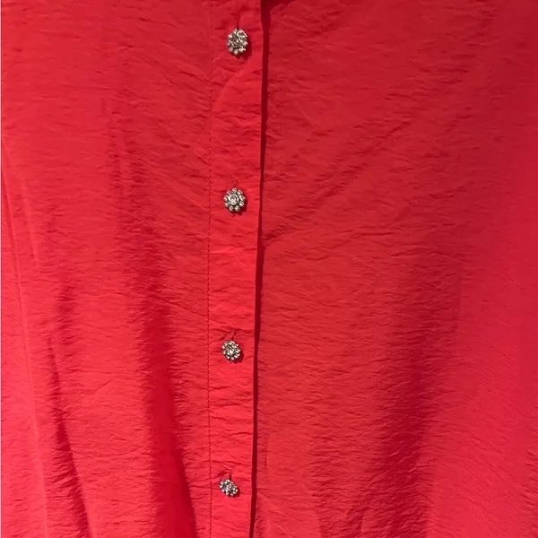 ZARA Jeweled‎ Button Ruffle Tiered Drop Waist Orange Mini Dress Size Medium - Image 4