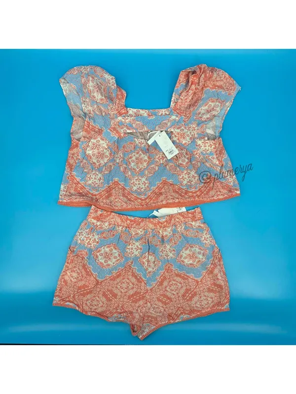 Candies Vintage Y2K Summer Boho Two Piece Juniors Top & Shorts 100% Rayon Size L - Image 2