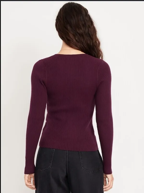 NWOT Old Navy So Soft Lite Ribbed Crewneck Sweater in Plum Paradise - Image 2