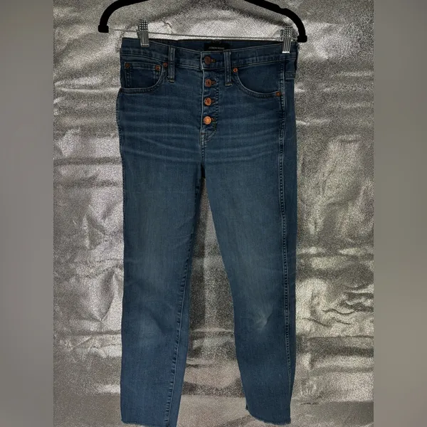 J. Crew Raw Hem Button Fly Cropped Vintage Straight Jeans - Image 2