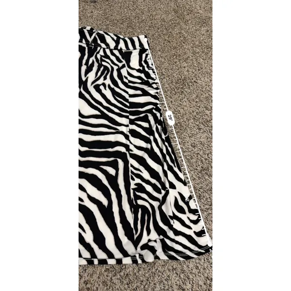 White House Black Market Zebra Print Belted Midi Skirt Black White Womens Medium - Image 8