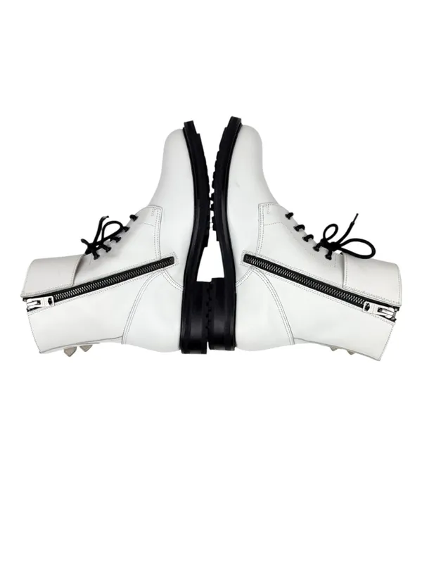 Allsaints Brigade White Leather Combat Boots Size 39 US 9 - Image 3