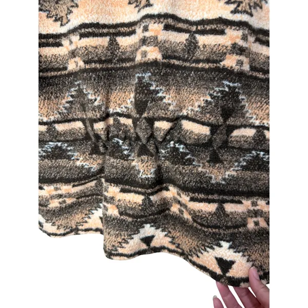 Black Mountain Outdoor Southwestern Fleece Jacket Brown Geometric Zip Womens M - Image 7
