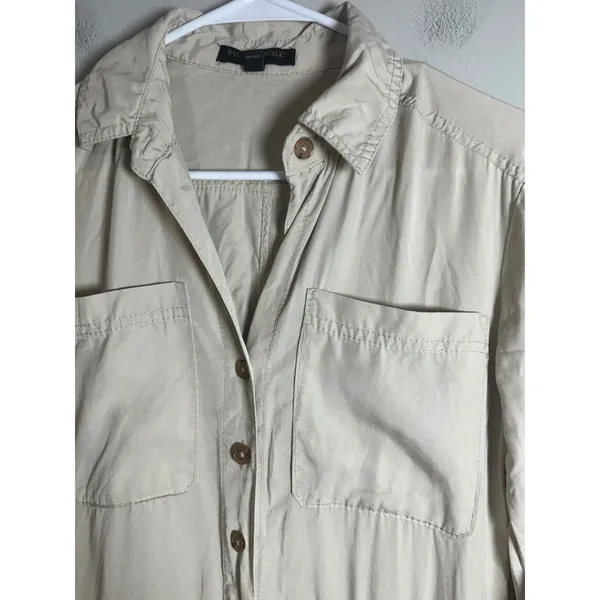 Banana Republic Women Beige‎ Utility Safari Boiler Suit Jumpsuit Roll Tab Sleeve - Image 8