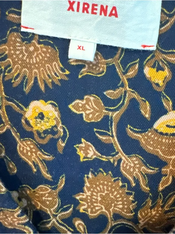 Xirena Charly Midi Dress Floral Long Sleeve Brown & Navy Blue | XL - Image 5