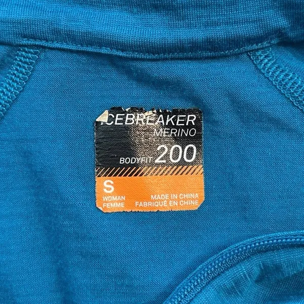 Icebreaker Womens Size S Bodyfit Merino 200 Wool 1/4 Zip Pullover Turquoise Blue - Image 4