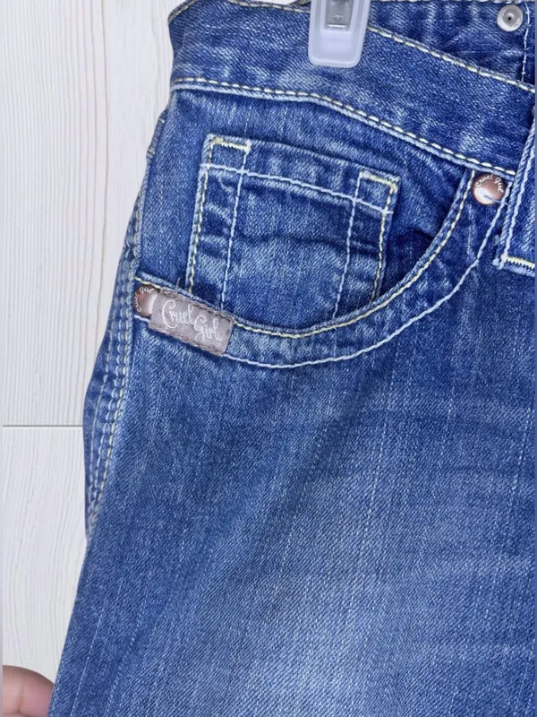 CRUEL GIRL Low Rise Slim Embroidered Pocket Bootcut Western Jeans | Medium Wash - Image 7
