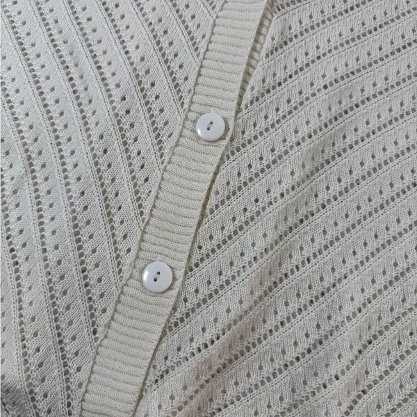 Requirements‎ vtg y2k Ivory Knit Button-Up Cardigan short sleeve womens small - Image 10