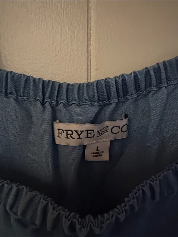 FRYE AND CO. Dusty Blue Elastic Neckline Top - Image 2
