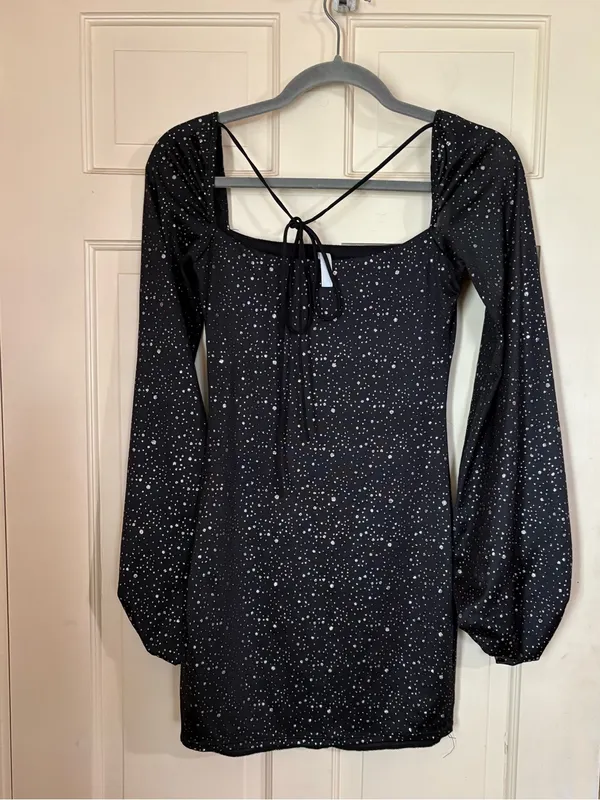 Lucy In The Sky Dress Womens Small Black Sparkle Shantelle Mini Homecoming - Image 6
