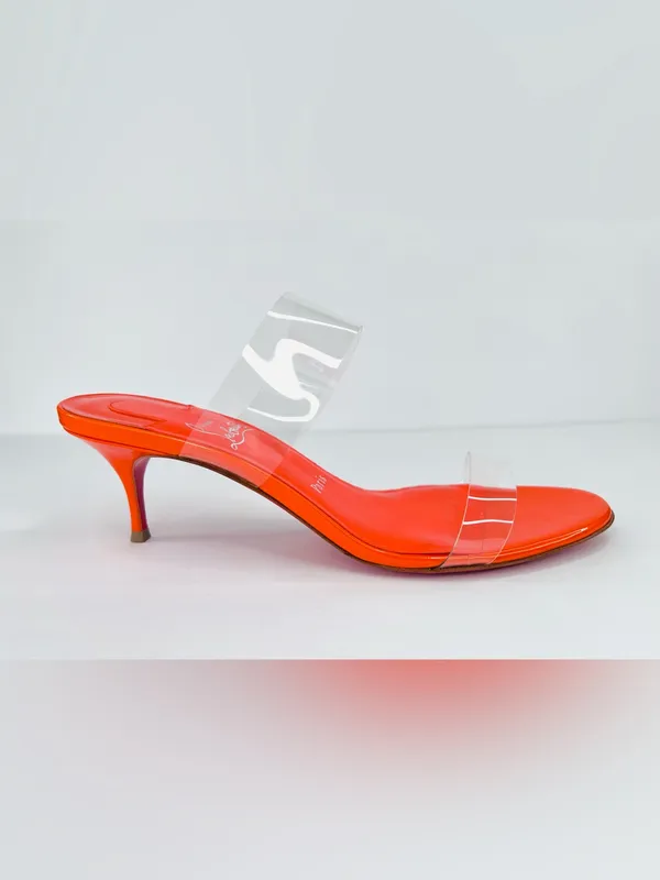 Christian Louboutin Just Nothing 55mm PVC Mules Patent Leather Pumps Size EU 38 - Image 5