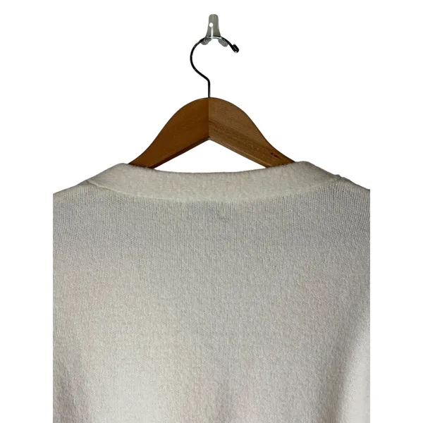 The Drop Francine V Neck Cardigan‎ Women Small Ivory Knit Cozy Fuzzy Sweater - Image 5