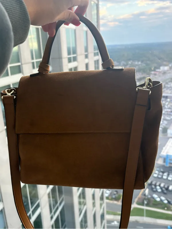 EXPRESS TAN CAMEL SUEDE TOP HANDLE SATCHEL BAG - Image 6