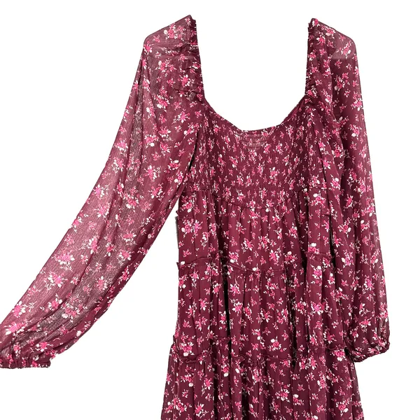 Altar'd State Size Medium Long‎ Sleeve Dress Purple Ditsy Floral Mini Length NWT - Image 3