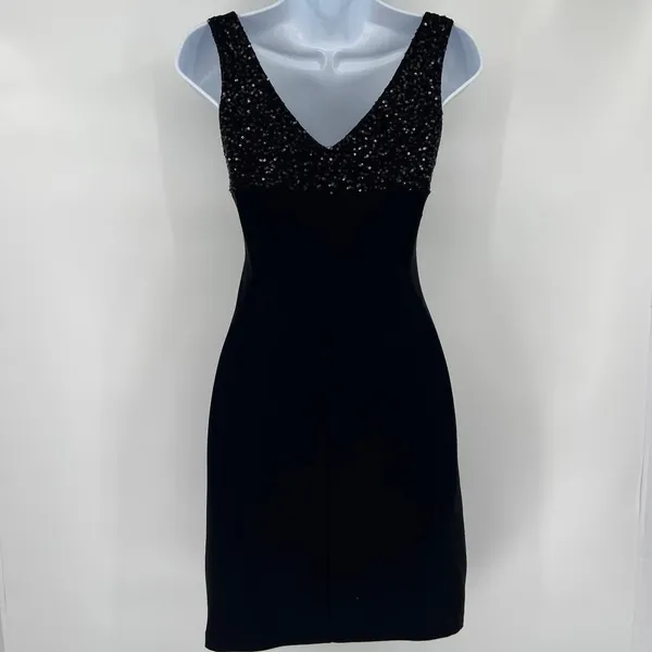 B.Darlin Sequin Tiered Cocktail Dress Sz 3/4 Y2K Glam HOCO Party Holiday Black - Image 6
