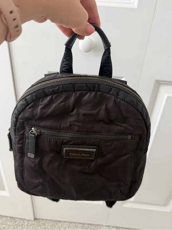 Calvin Klein Black Minimalist Nylon Mini Backpack Purse - Image 8