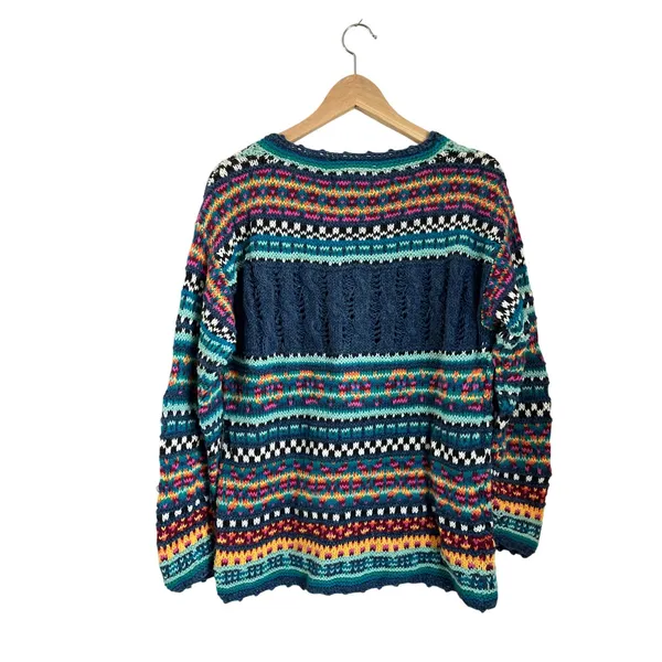 VTG The Limited Hand Knit Ramie Cotton Fair‎ Isle Sweater Sz S - Image 2
