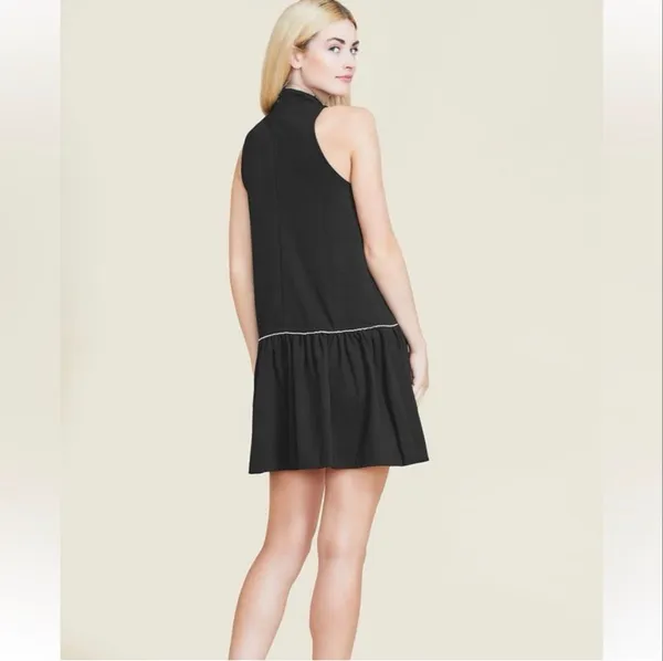 Pearl by Lela Rose Black Drop Waist Mini Dress Mock Neck XS - Image 2