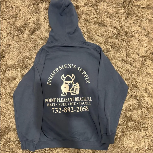 Fisherman’s Supply Blue Hoodie Size M - Image 4