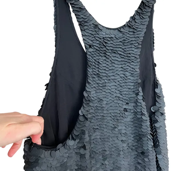 3.1 Phillip Lim Matte Black Gold Paillette Sequin Mini Dress Size 8 Party NYE - Image 3