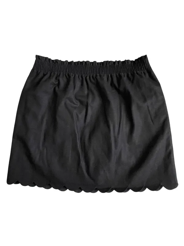 J. Crew Scalloped Side Walk Linen Blend Skirt Women’s Size 12 Black Pull On - Image 6