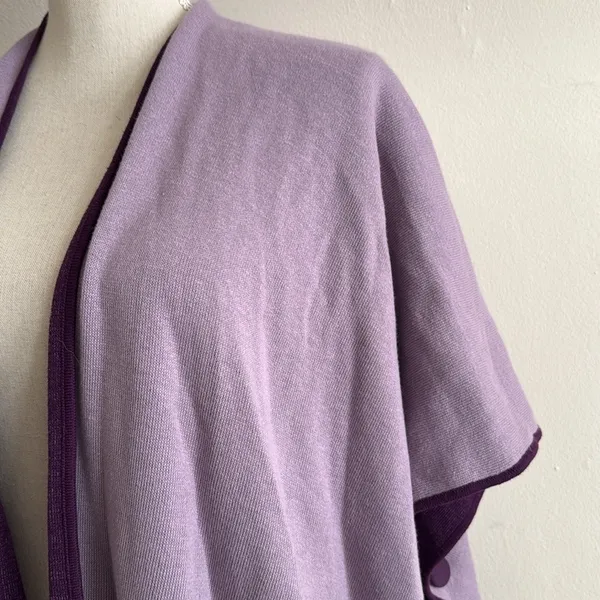 NEW Chico's Reversible Travel Wrap Sweater Button Poncho Purple Knit S/M NWT - Image 2