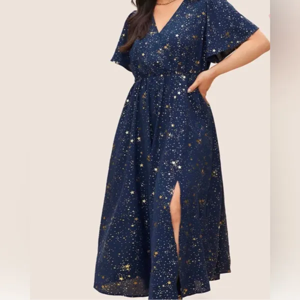 Bloomchic Elegant Navy Blue Starry Dress - Size 12 - Image 4