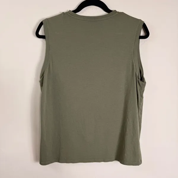 Quince Women Olive Green Cotton Modal Muscle Tank Top‎ Size L JDAVN01 - Image 2