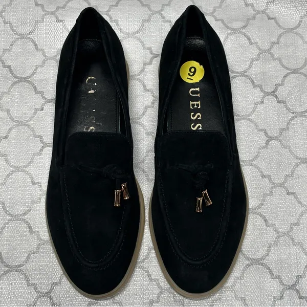 Guess Black Leather Aryana Suede Slip On Loafers Women’s Size 9M - Image 4