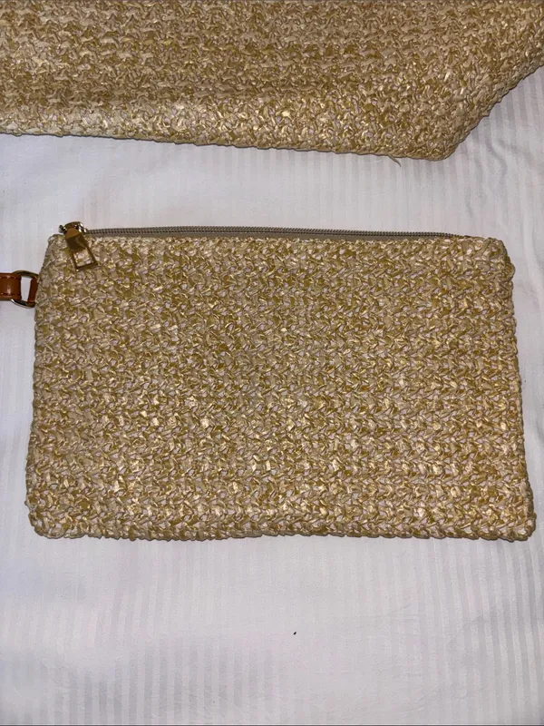 Tan And Brown Tote Bag…Both Faux Leather And Faux Straw “Paris/Milan”Design Nwts - Image 10