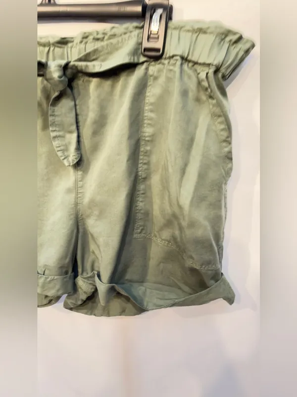 Aerie Olive Tie High Waist Paperbag Lyocell Shorts size Medium - Image 7