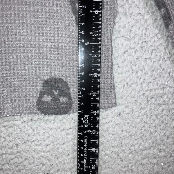 Skull Print Waffle Knit Cropped Top Small L/S Y2K‎ Edgy Emo Punk Goth Grunge - Image 8