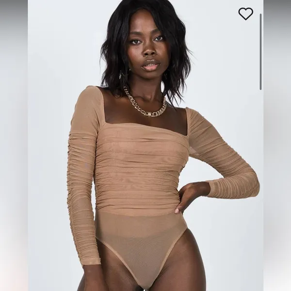 Princess Polly Bodysuit Delaney Neutral Beige NWT Size 12 - Image 2