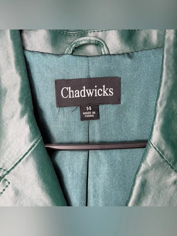 Chadwicks Vintage Y2K Deep Green 100% Leather Blazer Tailored Capsule Classic - Image 2