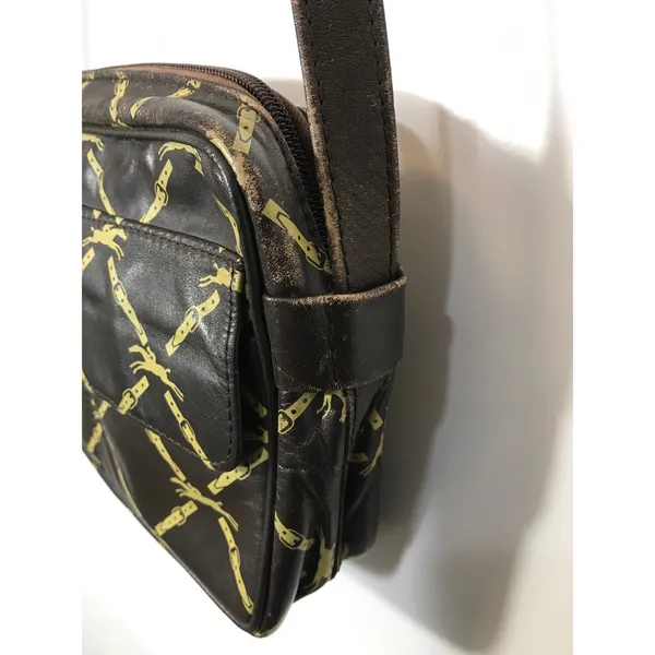 Longchamp Vintage Equestrian Brown Leather Crossbody Shoulder Bag - Image 4
