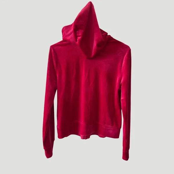 Juicy Couture Velvet Track Hoodie Jacket Pink Velour Full Zip Y2K Women’s Sz M - Image 5