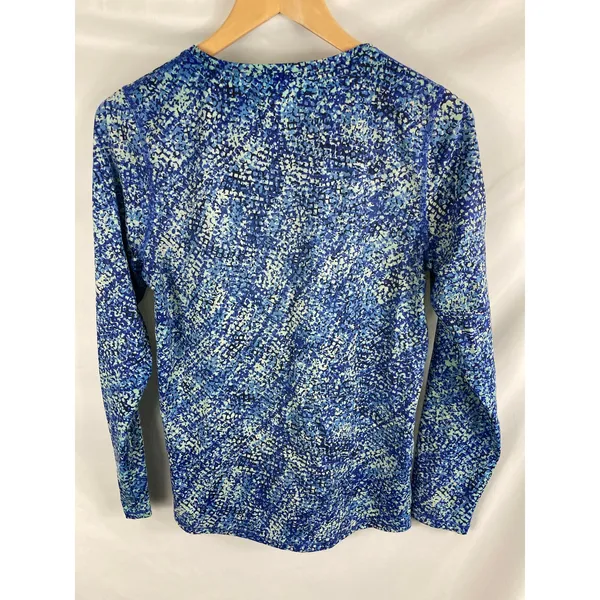 LL Bean Women's XS UPF 50+ Swim Sun Rash Guard Long Sleeve Top Blue - Image 3