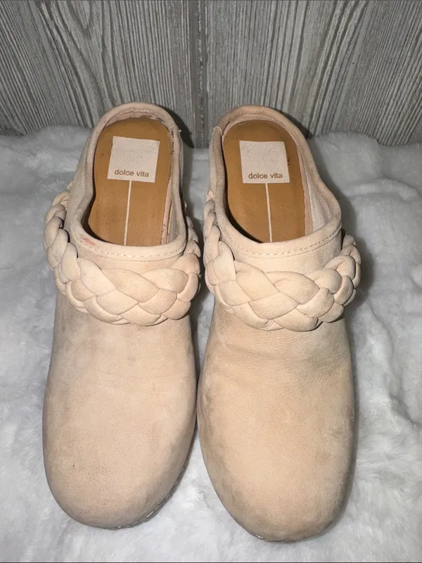 Dolce Vita Hila Braided Suede Slip-On Mules in Light Beige - Image 2