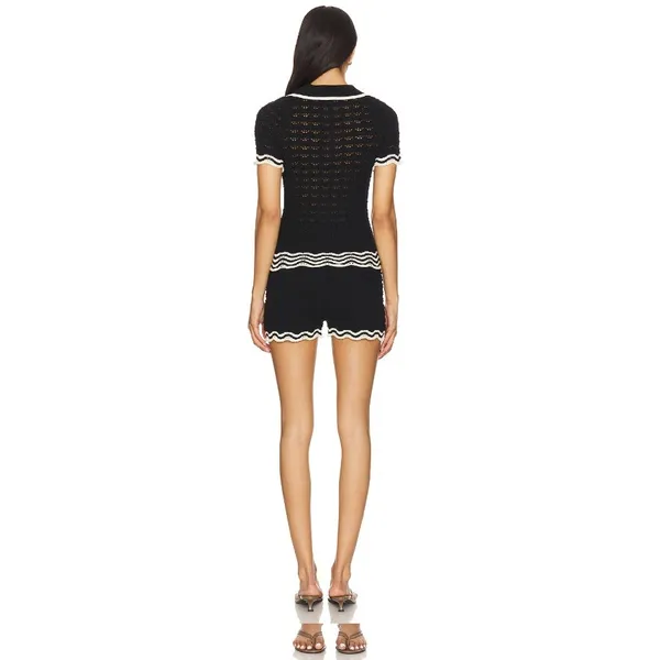 S Set Matching Knit Sweater Top Shorts Heartloom Black Azalea Revolve Crochet - Image 2