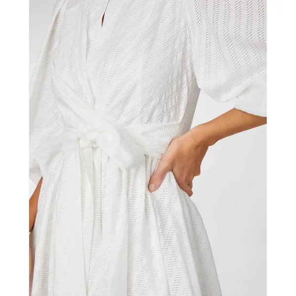 Shoshanna Maia White Jacquard Balloon Sleeve Tie Front Mini Dress 6 Bridal LWD - Image 3