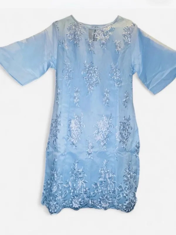 Baby Blue Floral Embroidered Midi Dress XL NWOT Elegant WeddingGuest Formal Chic - Image 8