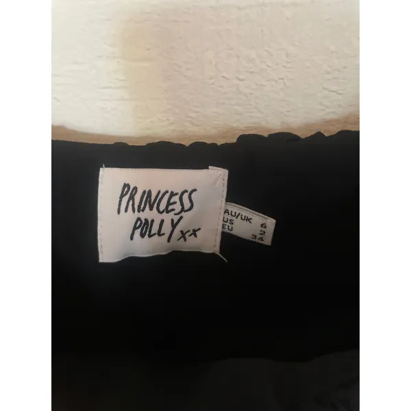 PRINCESS POLLY Ariah Top Size 2 Black Peasant Long Sleeve Square Neck Crop XS - Image 4