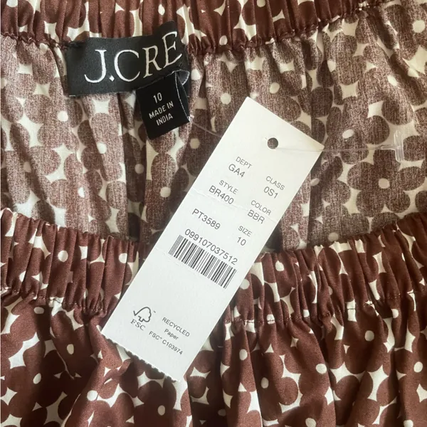J. Crew Drop-waist cotton poplin mini dress in mocha floral Size 10 New - Image 7